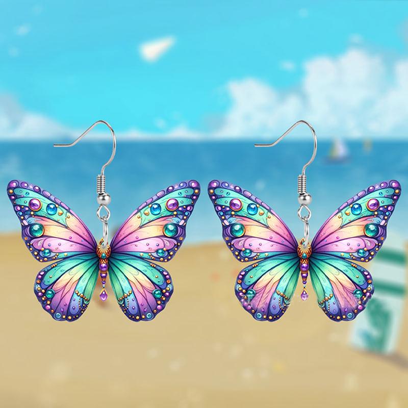 1 par avançado simples fresco temperamento acrílico plano personalizado borboleta pendurado brincos diy decoração