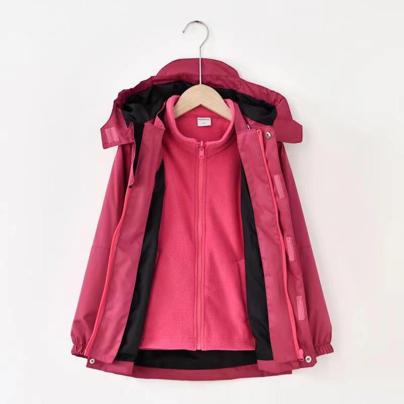 Kids 3-in-1 Waterproof Windproof Ski Jacket With Removable Fleece Liner Medium-Large Size