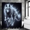 Vlčí umění Fantasy vlk Sprchový závěs, Dekorativní sprchový závěs do koupelny, Vodotěsný sprchový závěs s háčky