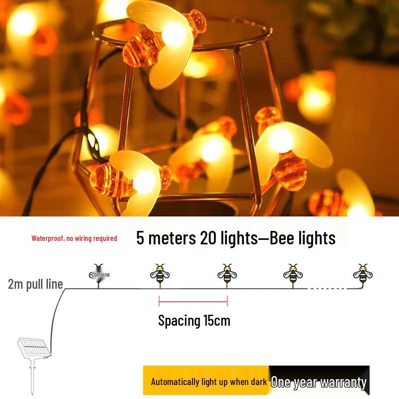 LED Cherry Blossom Solar String Lights for Outdoor Patio & Balcony Decor