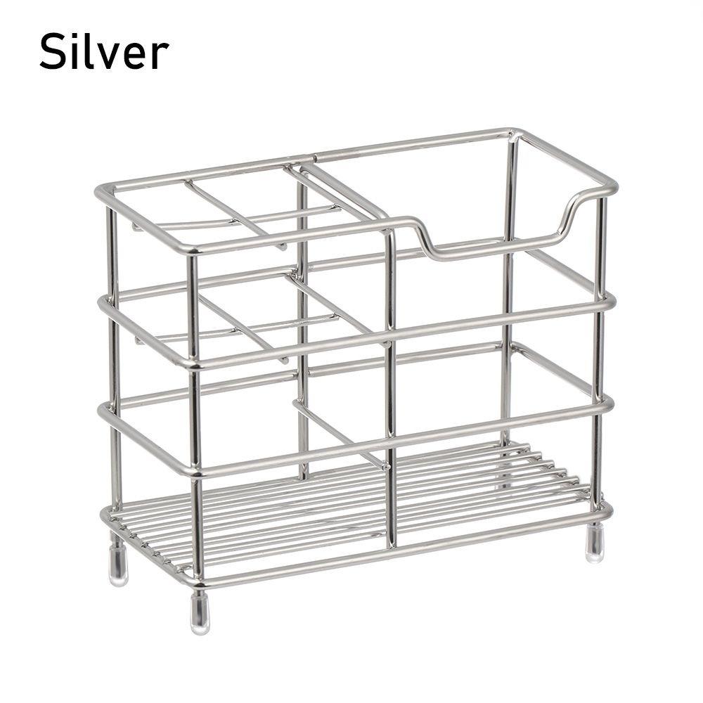 Stainless Steel Toothbrush Holder 5-Slot Layout Bathroom Organizer Countertop Storage