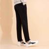 Li Ning Plain Logo Elastic Waist Straight Leg Sports Pants Men Bottoms Black AKLRB63-1