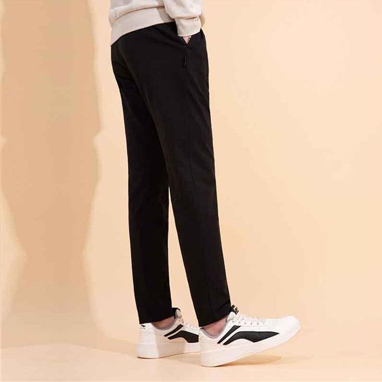 Li Ning Plain Logo Elastic Waist Straight Leg Sports Pants Men Bottoms Black AKLRB63-1