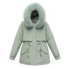 Parka Women's Medium Length Cotton Jacket Loose Oversized Fleece Coat Winter Big Fur Collar