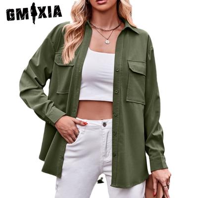 Vestes et manteaux Vintage décontractés pour femmes, couleur unie, imprimé, manches longues, col POLO, automne hiver