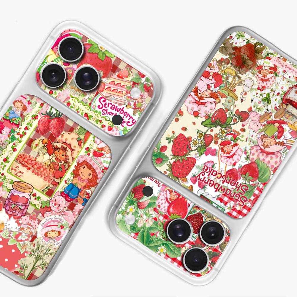 Girl Pink Strawberry S-Shortcake Anti-Scratch Back Decal Protective Wrap Skin for iPhone 17 Pro 17 Pro Max
