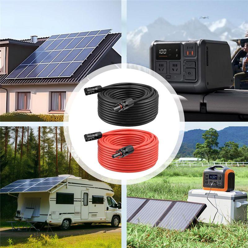 A60zred Black Double Ends Solar Extension Cable 6Mm2 Connector Solar For Photovoltaic Solar Systems Solar Charge Cable Adapterma