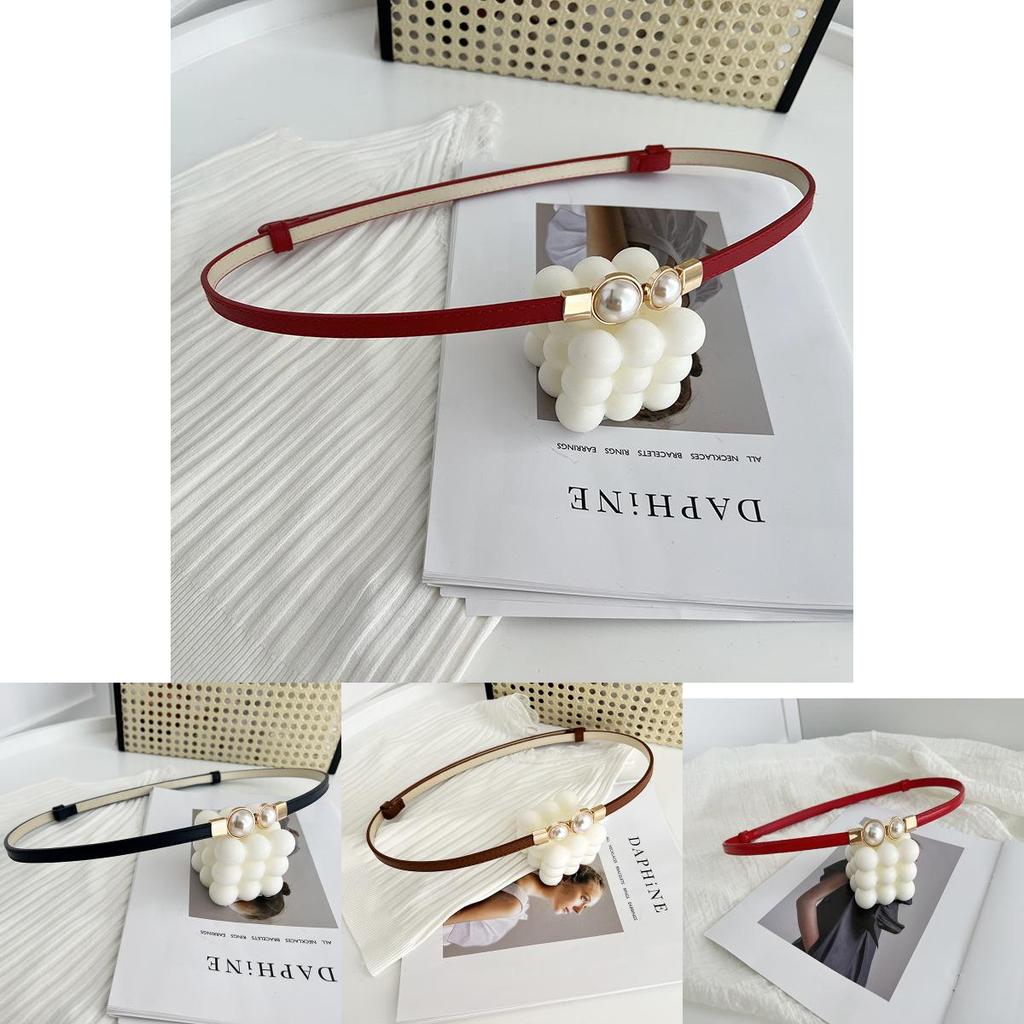 Fashionable Women's Matte Black Belt Adorned With Pearls Ideal For Dresses And Sweaters