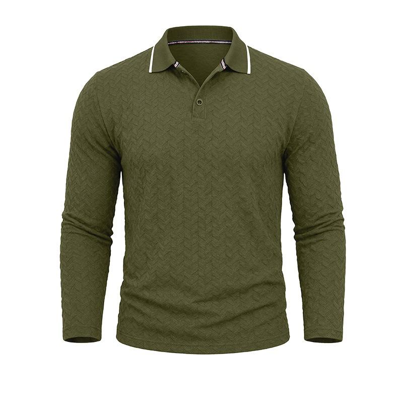 Men S Long Sleeve Vintage Plus Size Polo Shirt Jacquard Casual Top