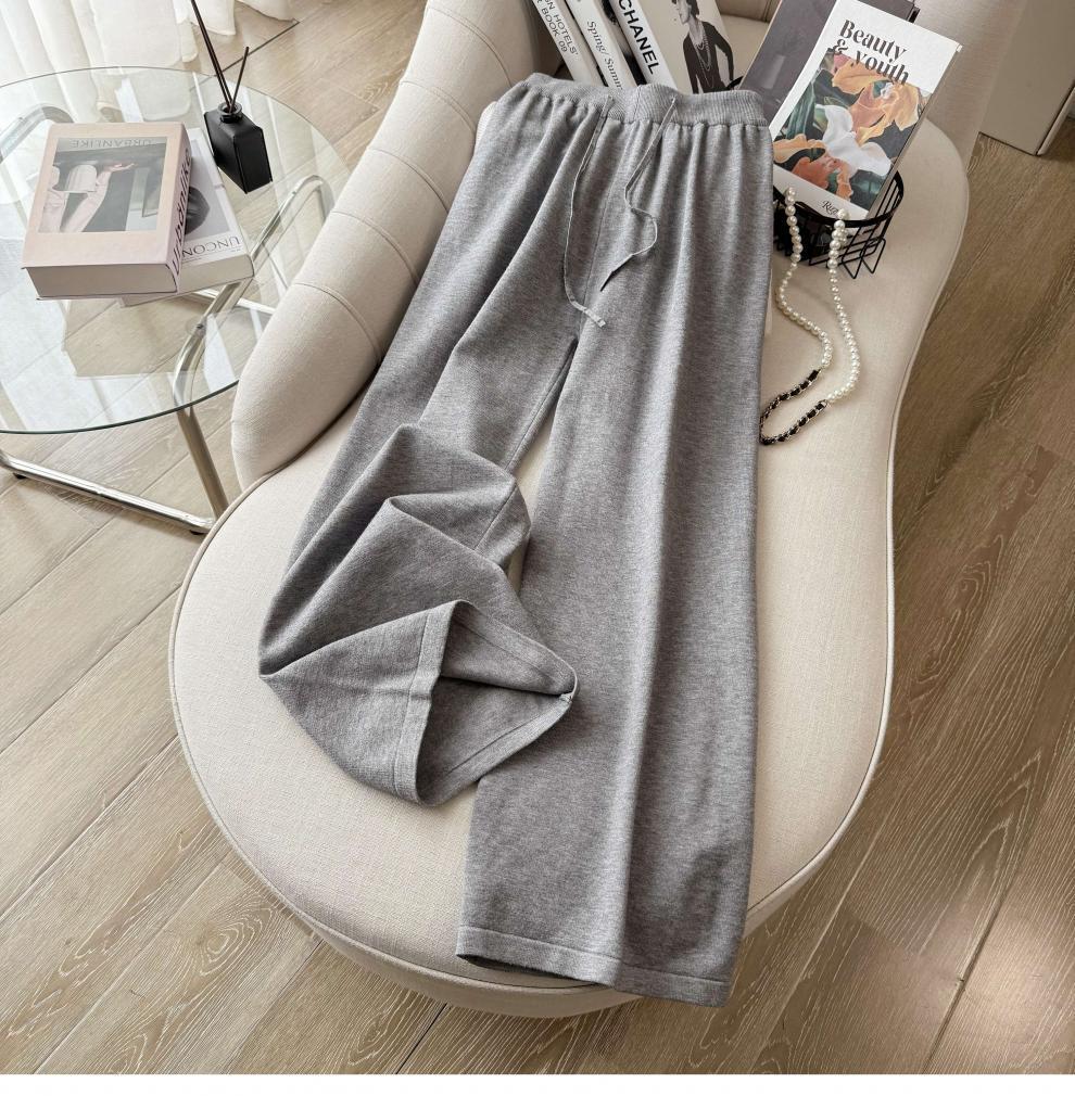 7703 Autumn/Winter New Fashion Cozy Cable Knit Sweater & Wide-Leg Pants Set