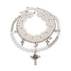 Hip Hop Punk Rose Flower Cross Necklace, Vintage Water Drop Pearl Beaded Necklace Set