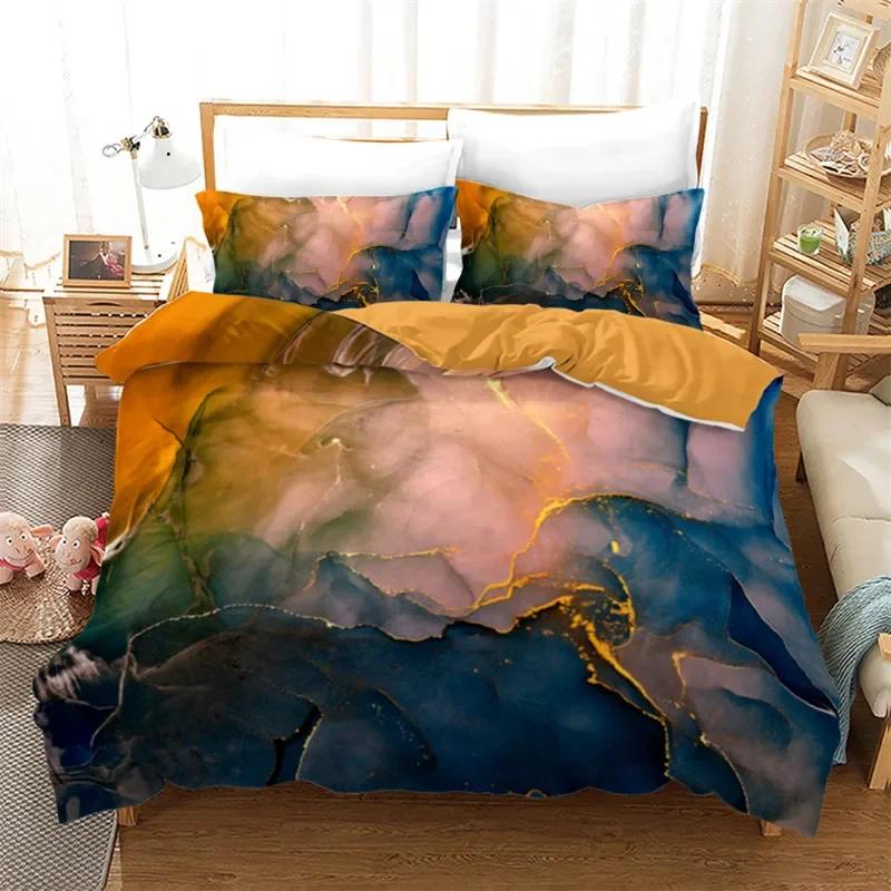 Marble Duvet Cover Abstract Geometric Bedding Set Microfiber Full Queen King Comforter Cover For Kids Girls Boys Bedroom Decor