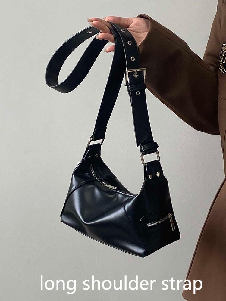 Vintage Y2K Women's Underarm Bags Pu Leather Hot Girls Shoulder Bag Casual Portable Female Tote Purse Crossbody Bag Handbags