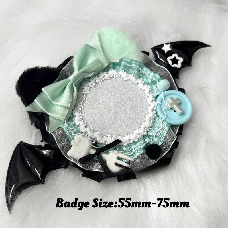 Cute Plush Badge Ornaments for 55mm 75mm Anime Pin Handmade Black Wings Mental Pins Holder Creative Goods Decoration Wholesales