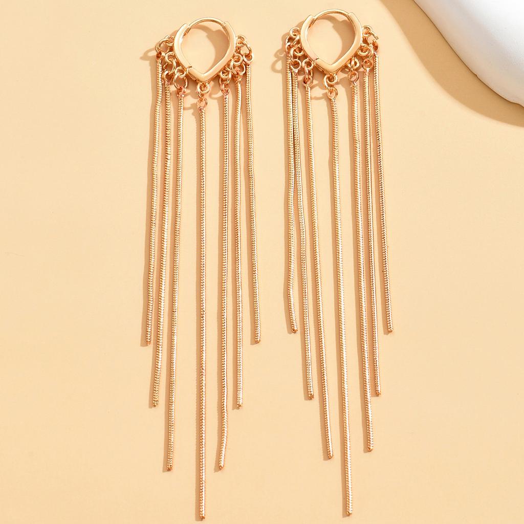 Older Tassel Earrings Women'S Temperament Simple And Thin Chain Ear Buckles Earrings Heart Shape