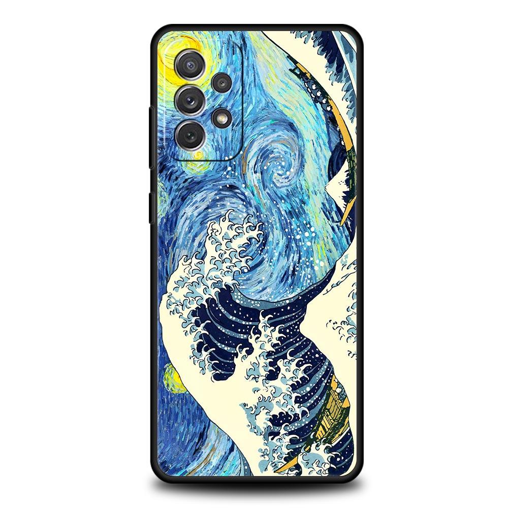 Phone Case For Samsung A13 A51 A71 A41 A31 A21S A11 A03S A12 A32 A52 A23 A33 A53 A73 5G Cover Golden Great Wave Kanagawa Surf