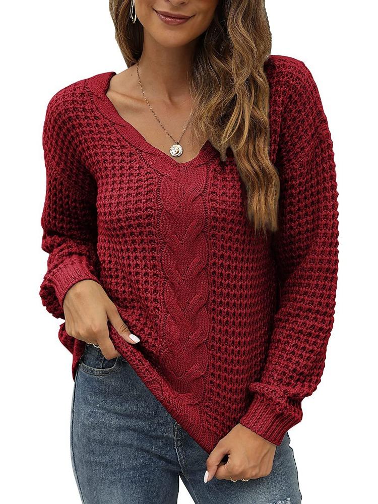 Damen Strickpullover mit langen Ärmeln, V-Ausschnitt, Oversized-Passform, einfarbig, luxuriös, entspannt sitzend, figurschmeichelnd und vielseitig einsetzbar