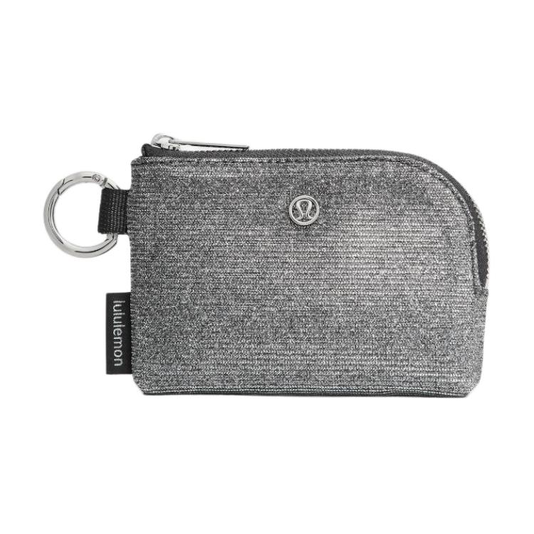 Lululemon Silver Metallic Logo Polyester Wallet Unisex Wallets Deep-Silver Graphite-Gray LW9FW9S-074449 Dark Silver & Graphite Gray & Silver