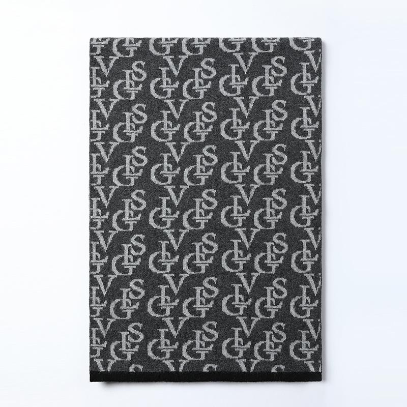 

Мужской повседневный деловой шарф с надписью, осенне-зимний длинный теплый вязаный кашемировый 2025 легкий шарф тренд 180cm