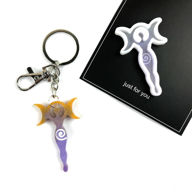 Epoxy Resin Molds Polymer Clay Molds for Handmade DIY Goddess Moon Mould for DIY Necklace Pendant Ornament Keychain