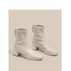Fashion 2025 New British Retro Style Square Toe Women Show Skinny Block Heel Versatile Soft Leather Booties