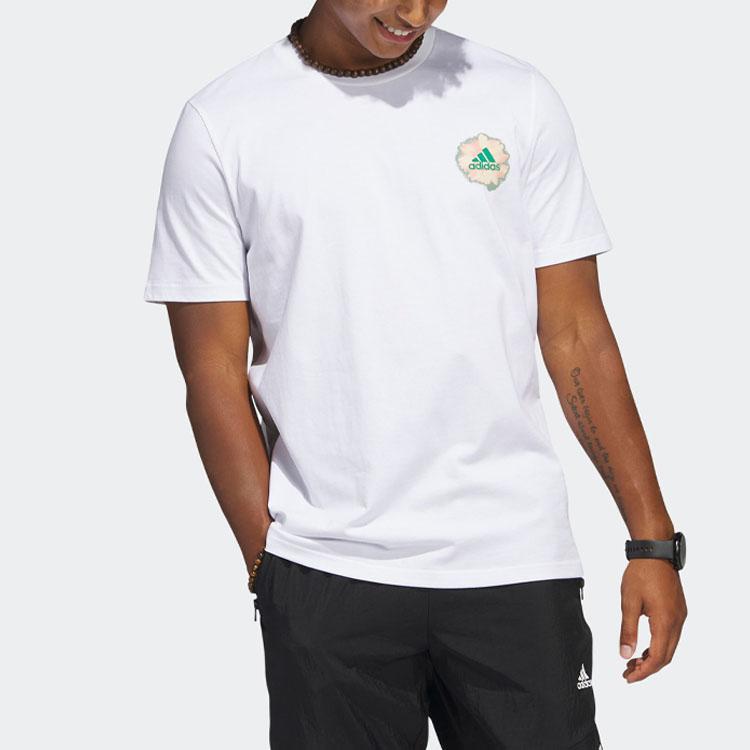 adidas T Shirts Men's White Crew Neck Moderate Straight Fit IC7750