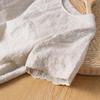Artistic Retro Embroidered Cotton Linen Women's Summer Short Sleeve Top