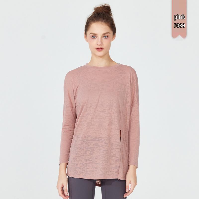 

Женский йога-топ большого размера с длинным рукавом: Быстросохнущий спортивный топ свободного кроя, Осень/Зима 2025 S/M