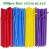 380pcs Disposable Plastic Straws - Mixed In Four Colors, (0.19*8.26 Inches), BPA-free Drinking Straws, Party Straws, Straws for Cocktails