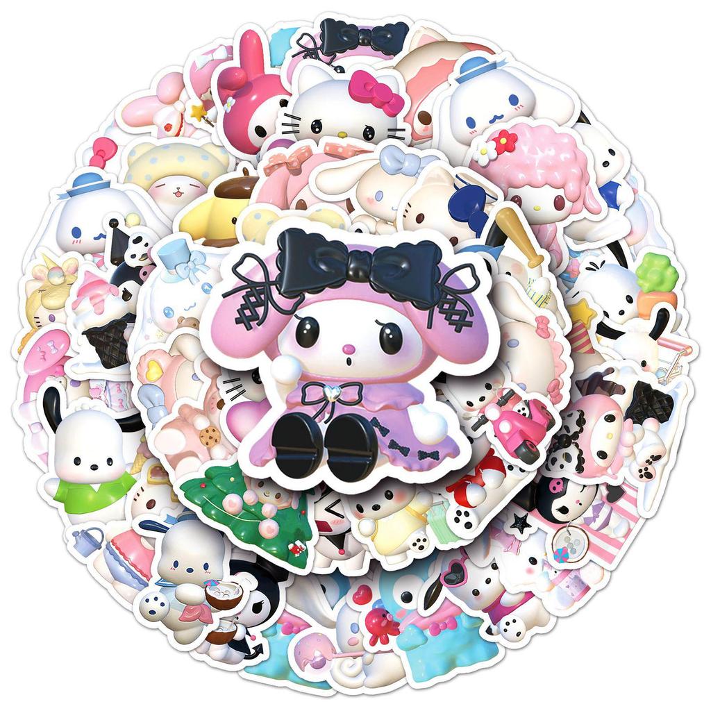50 Cartoon Cinnamoroll Waterproof Stickers for Guitar, Notebook, Luggage, DIY.