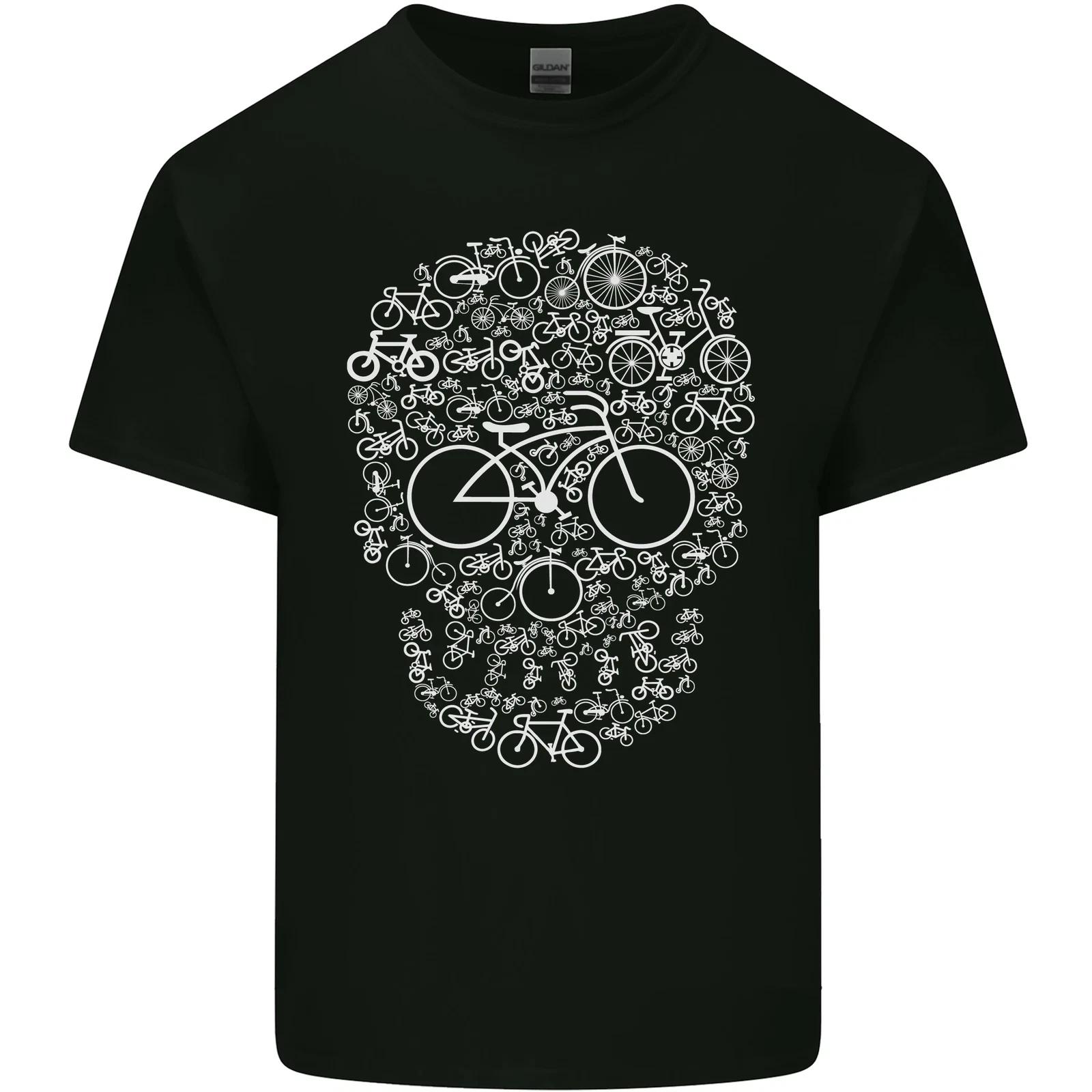 A Skull Made with Bicycles Cyclist Cycling Kids T-Shirt Childrens XL