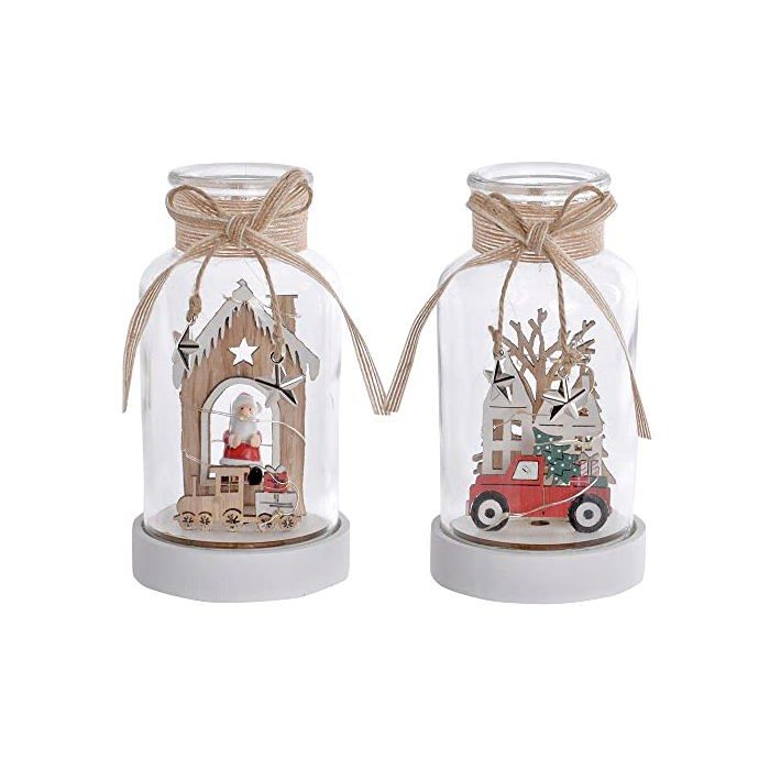 Bouteille de décoration de Noël avec LED - DKD Home Decor - 17x9 cm - Multicolore - Plastique - Lumière LED