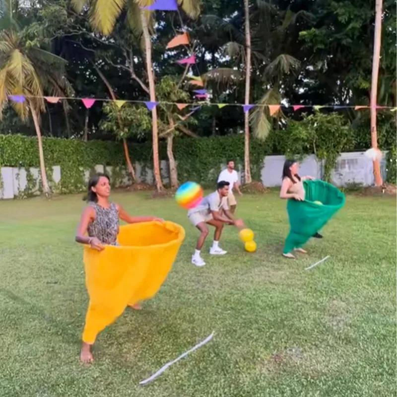 Granny Pants Yard Game Outdoor Game With Bouncy Balls Recreational Tossing Games Team Relay Family Reunion Party Field Game Set