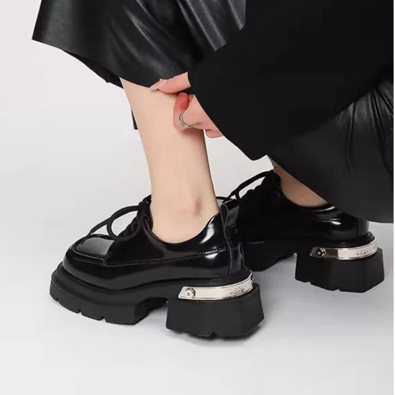 Autumn New Thick Heel Shoes Women's Fashion Round Head Thick Sole Front Strap Thick Sole Non-slip Low Top Shoes