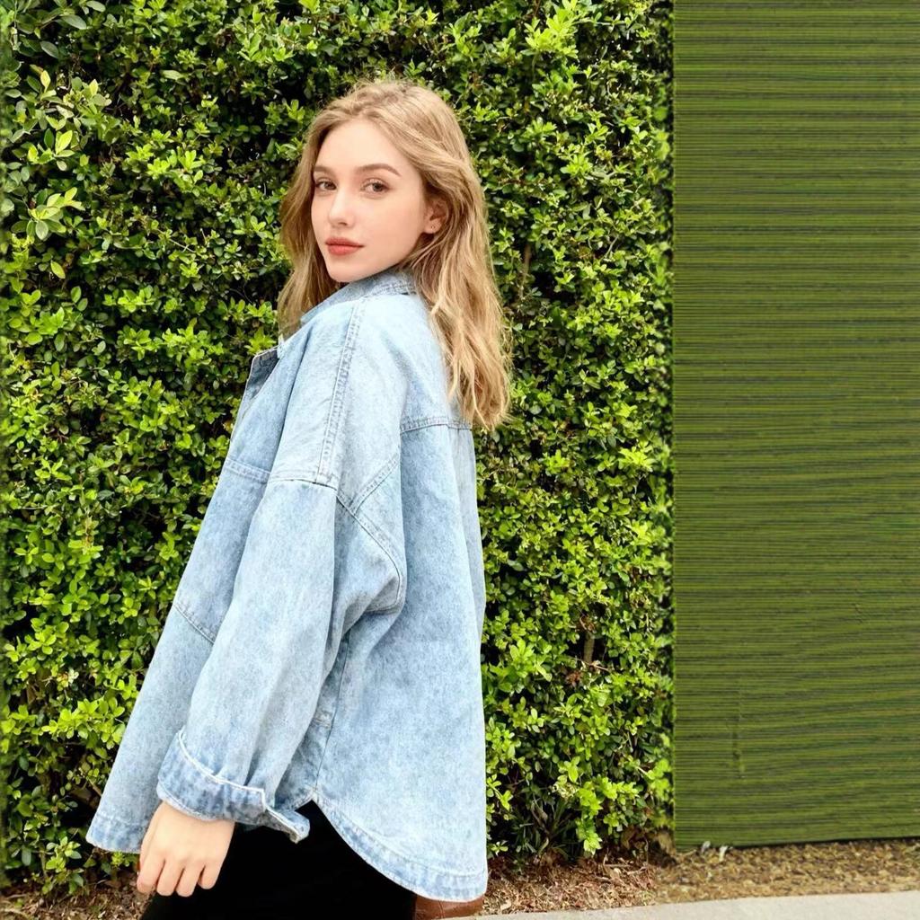 European and American Fashion Women's Clothing Urban Casual Washed Denim Jacket