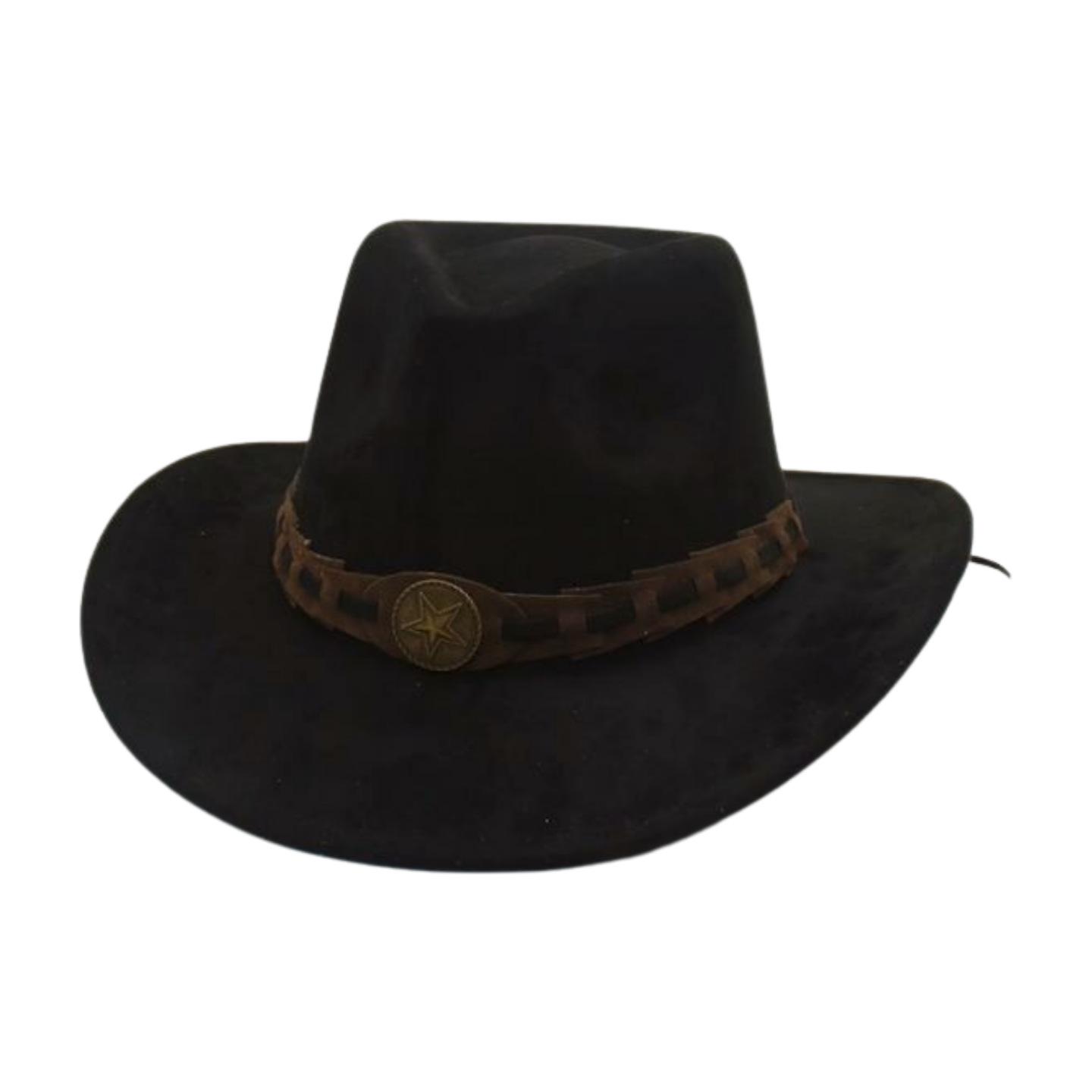 Замшевая ковбойская шляпа в западном стиле, пятиугольная, британский винтаж, для улицы, защита от солнца, джазовый цилиндр One size fits all [j taoniu]