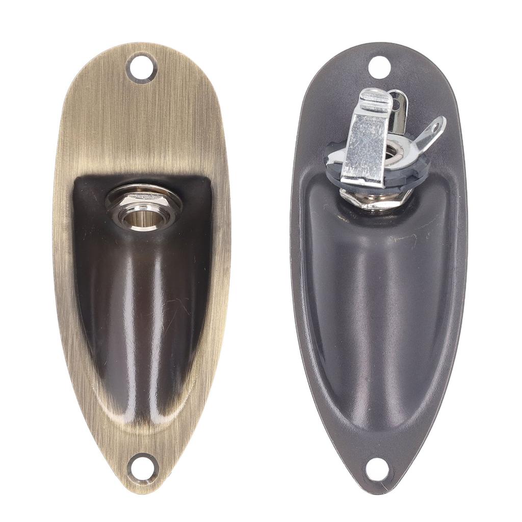 Guitar Input Output Jack Socket Plate Boat Style Electric Guitar Replacement Parts Bronze Color