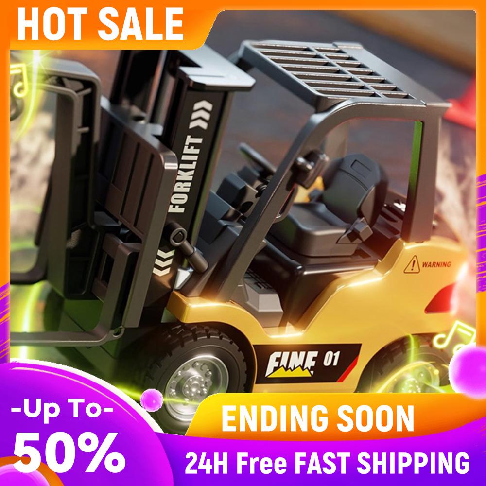 

1/64 RC Forklift Toy Rechargeable Remote Controlled Alloy Forklift Toy Car Model 2 in 1 Transformable Lift Fork & Hook for Kids China Mainland