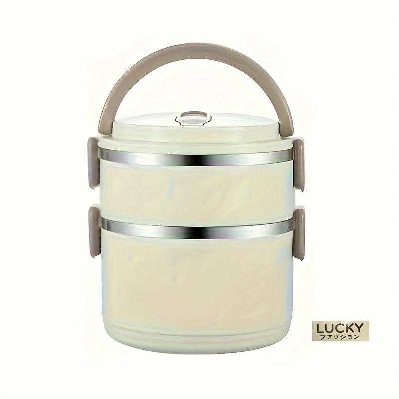 Japanese Style  Stainless Steel Double-layer Lunch Box with Handheld, Student Office Worker with Food Preservation Lunch Box