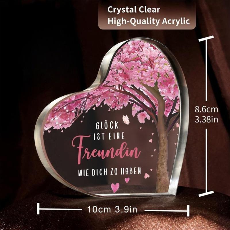 2D Flat Acrylic Heart-Shaped Souvenir Desk Decor Plaque, Suitable for wall decoration, porch, room, villa, accents Home, Hallway, or Workplace - Rusti