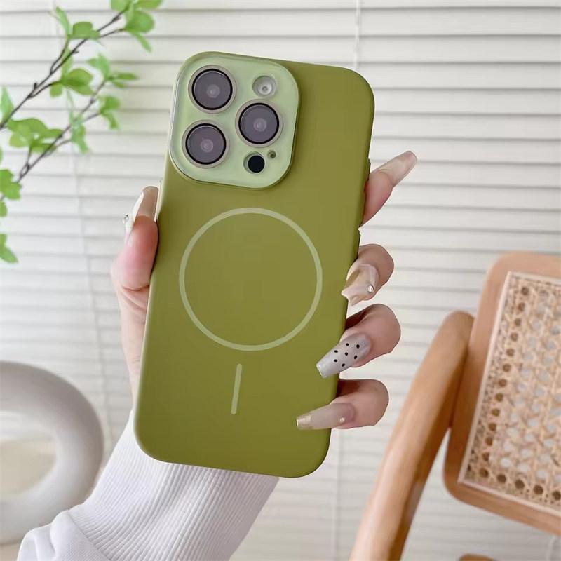 Luxury for Magsafe Wireless Charge Phone Case For iPhone 16 15 14 Pro 13 12 Pro Max Lens Protection Bumper Magnetic Back Cover