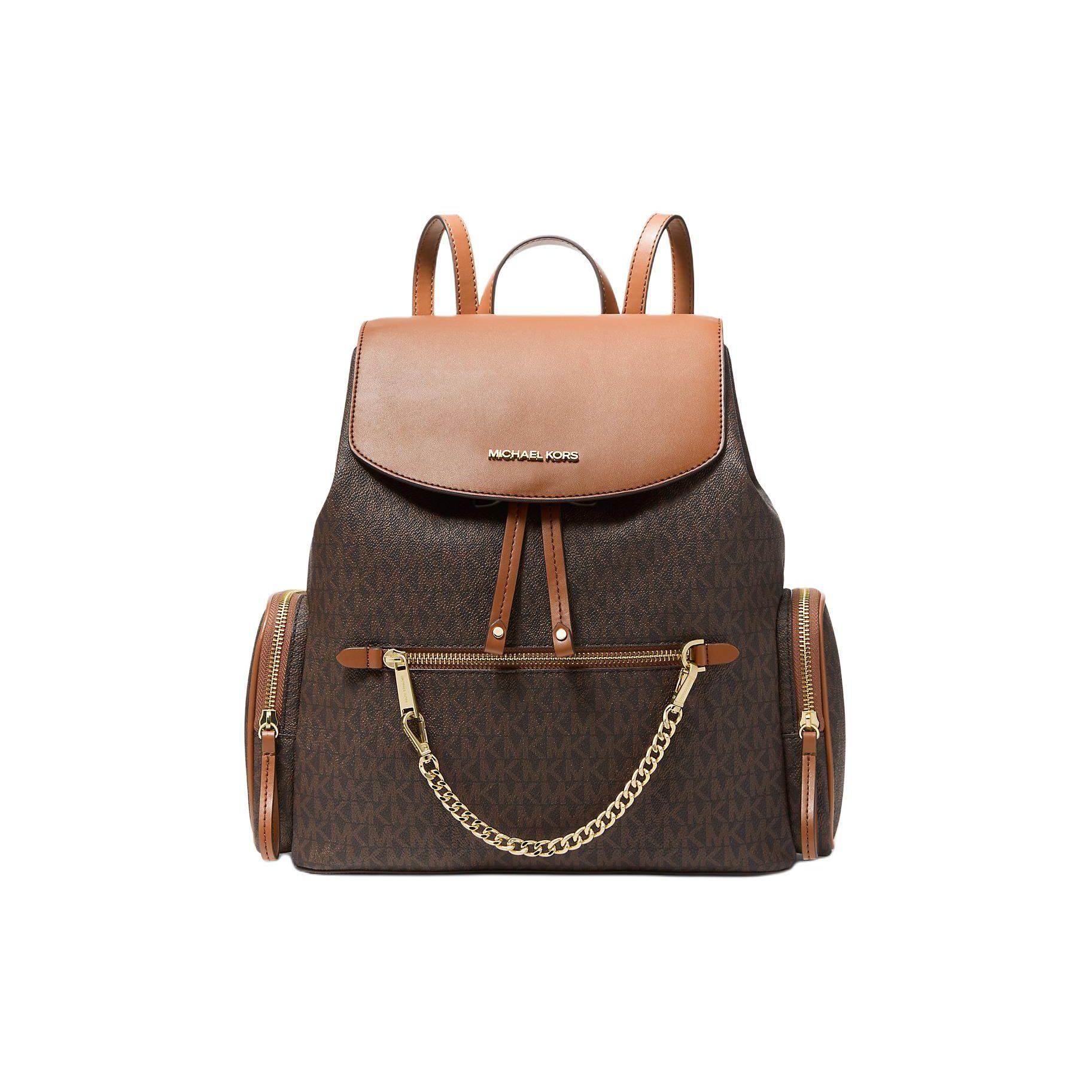 

Michael Kors Mk Jet Set Logo Classic Print Coated Canvas Polyester And Polyurethane Backpack Large Women backpack Brown 35T1GTTB3B-BROWN Basic Set (Bag+Dust Bag)