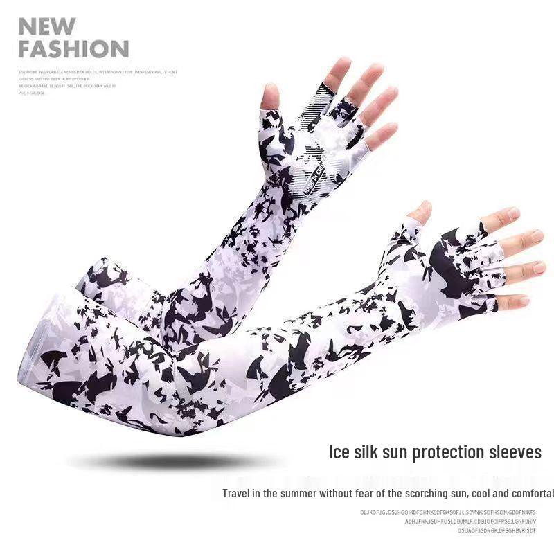 Ice Silk Sun Protection Arm Sleeves for Men & Women: Anti-Slip, Cooling Gloves for Summer Driving, Cycling, Fishing