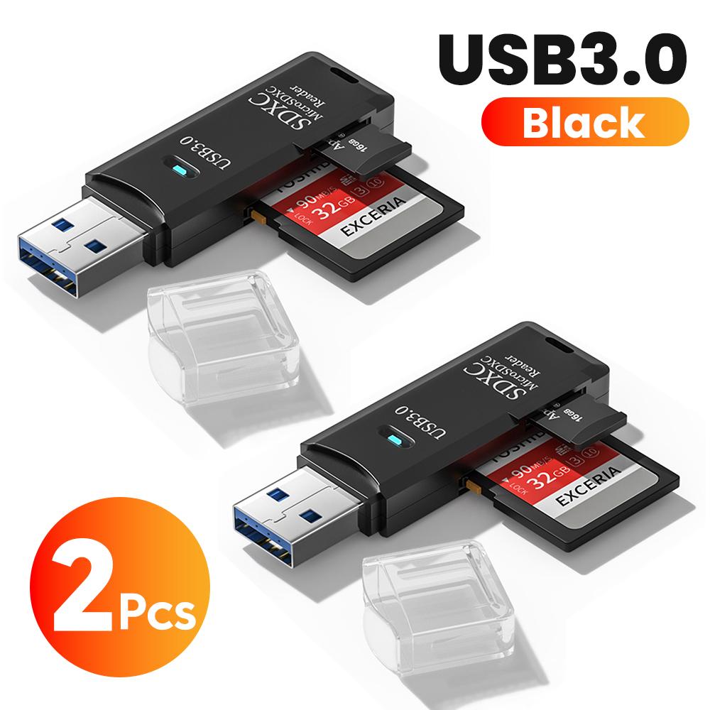 

2 шт. USB 3.0 Кардрідер Високошвидкісний 2-в-1 Кардрідер Micro SD TF Адаптер для читання карт пам яті Для телефону ПК Ноутбука Аксесуари