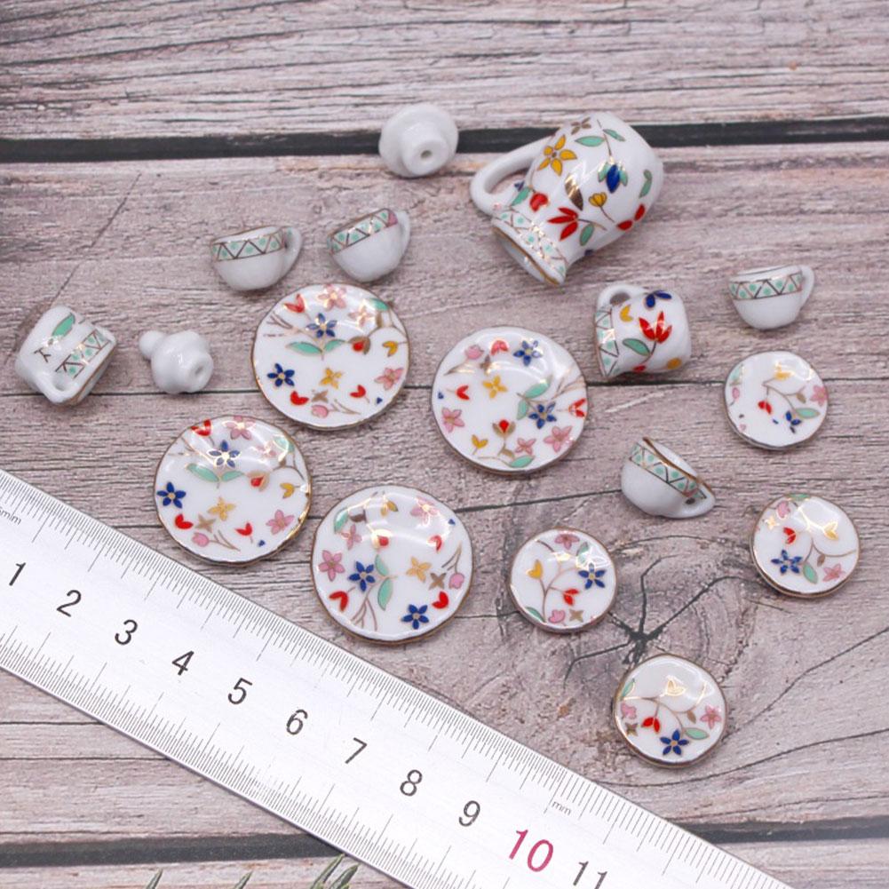 Mini Ceramic Tea Set Perfect Play Toy for Kids - Miniature Food Dishes Cups Plates For Children Tea Cups