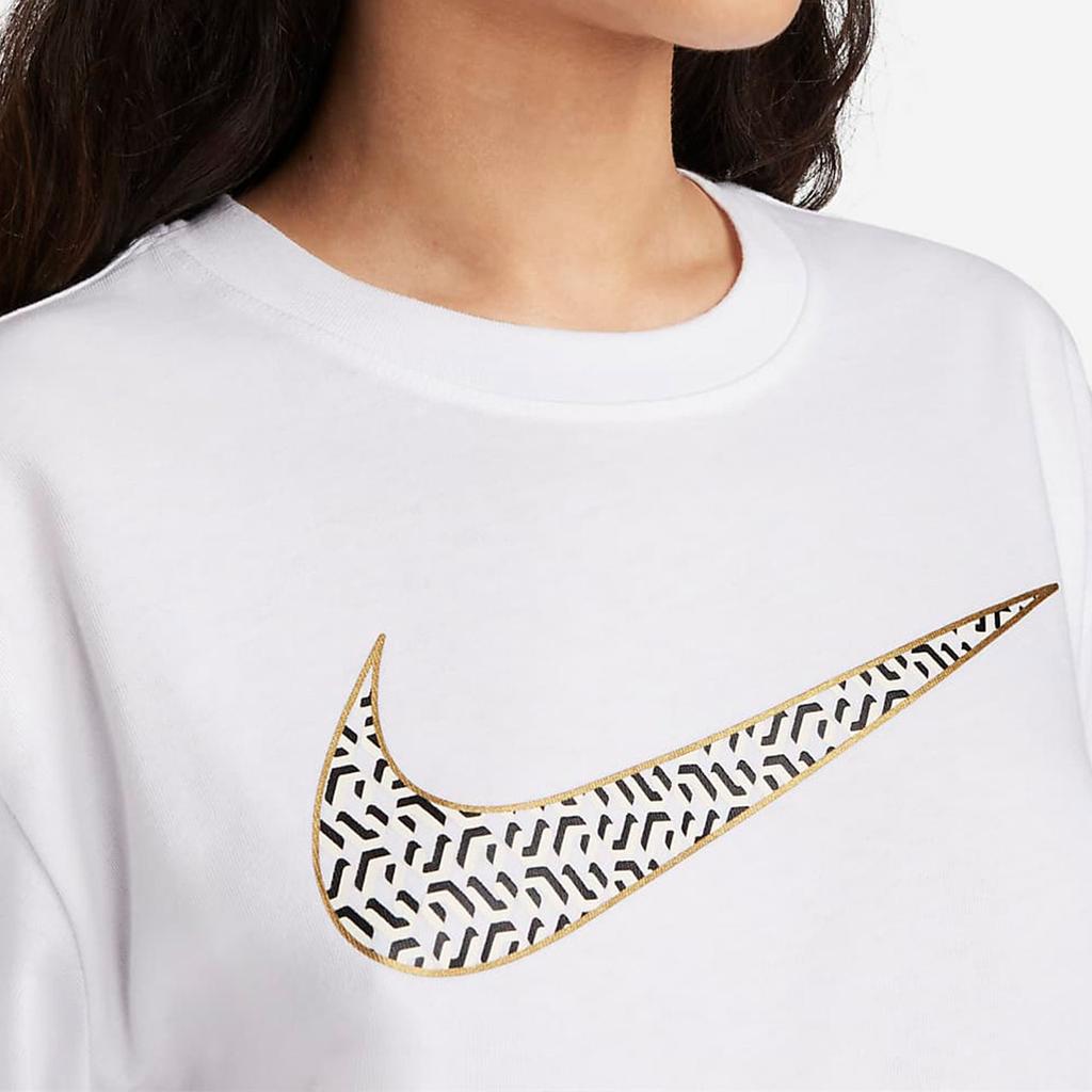 Nike Sportswear Logo Print Loose Fit Short Sleeve T-Shirt Women Tops White FJ2714-100