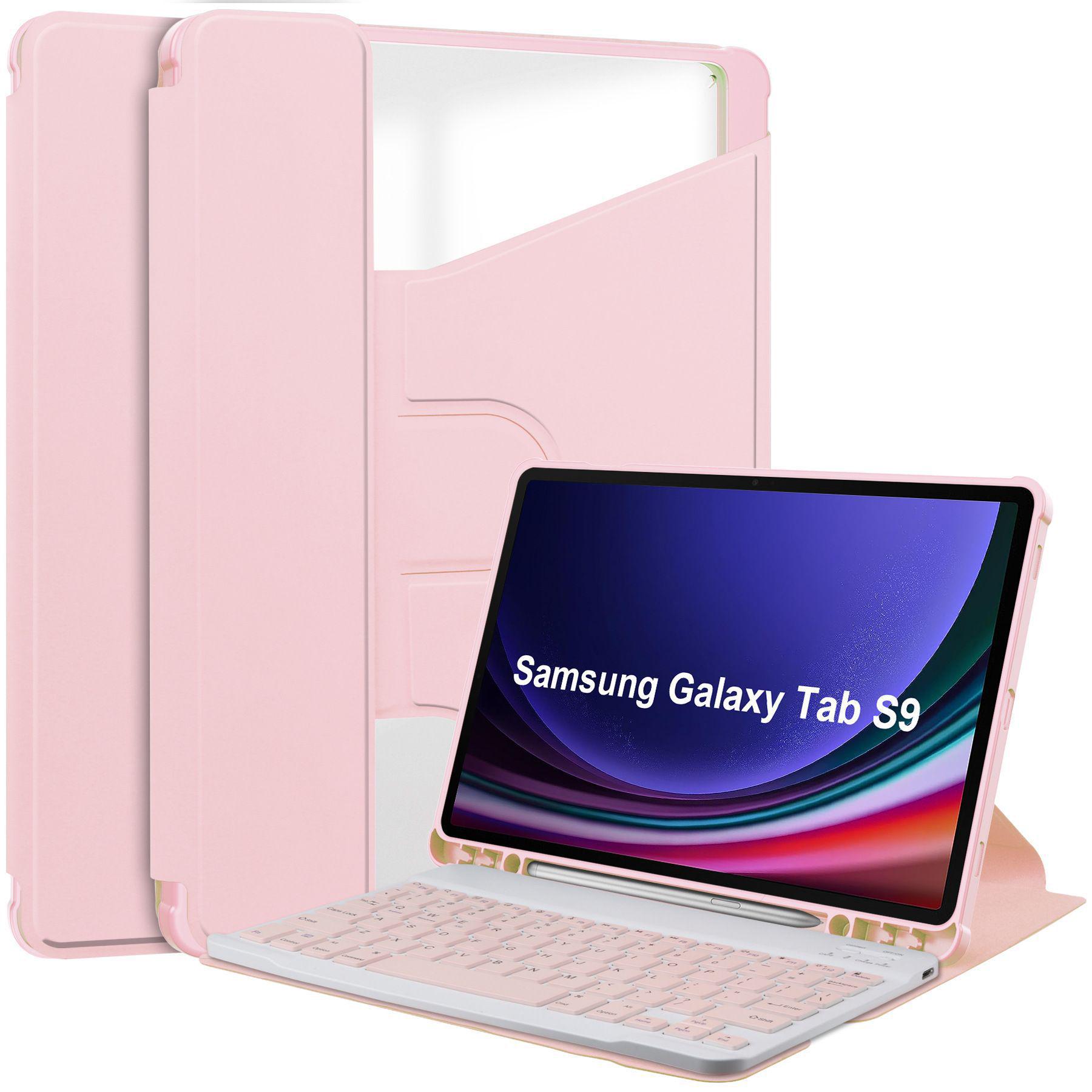 

Compatible Acrylic Rotating Protective Case with Magnetic Bluetooth Keyboard & Pen Slot for Samsung Galaxy S9 FE 10.9-inch Tablet Samsung A9+Plus 11-inch SM-X210/X216/X218
