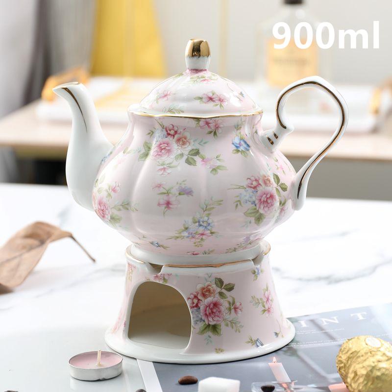 

800 мл Європейський керамічний чайник і підігрівач для чаю Англійський набір для післяобіднього чаю Високоякісна порцелянова кавоварка Жаростійкий чайник