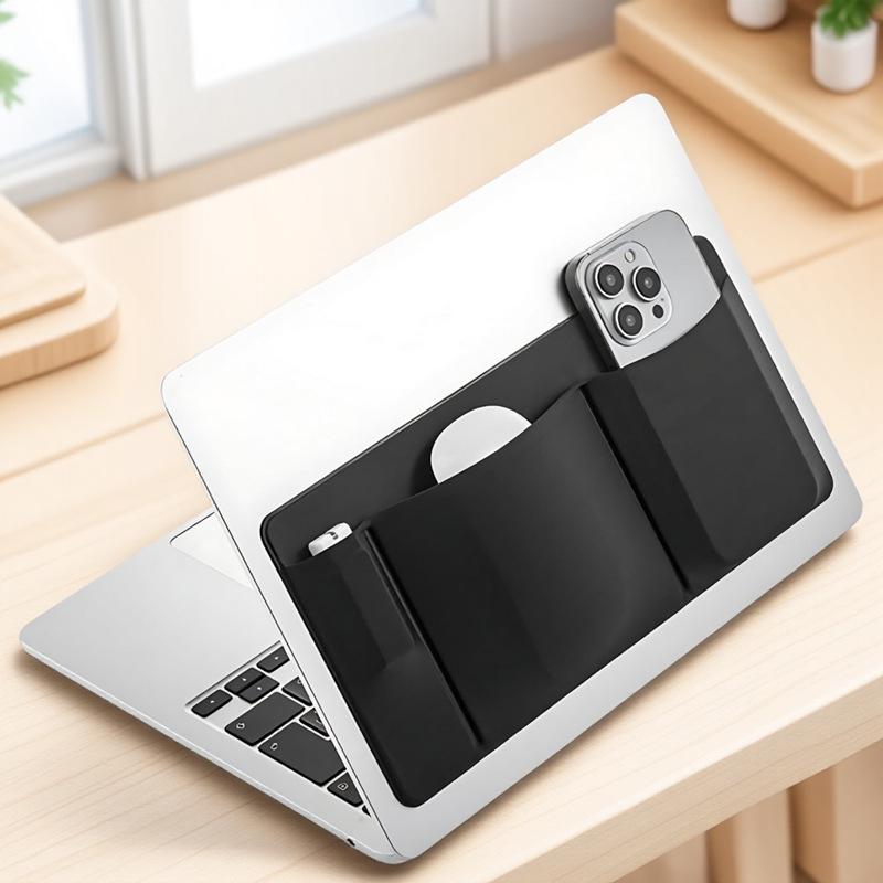 Multi-Pocket Adhesive Notebook Storage Bag for MacBook and Leica Mouse