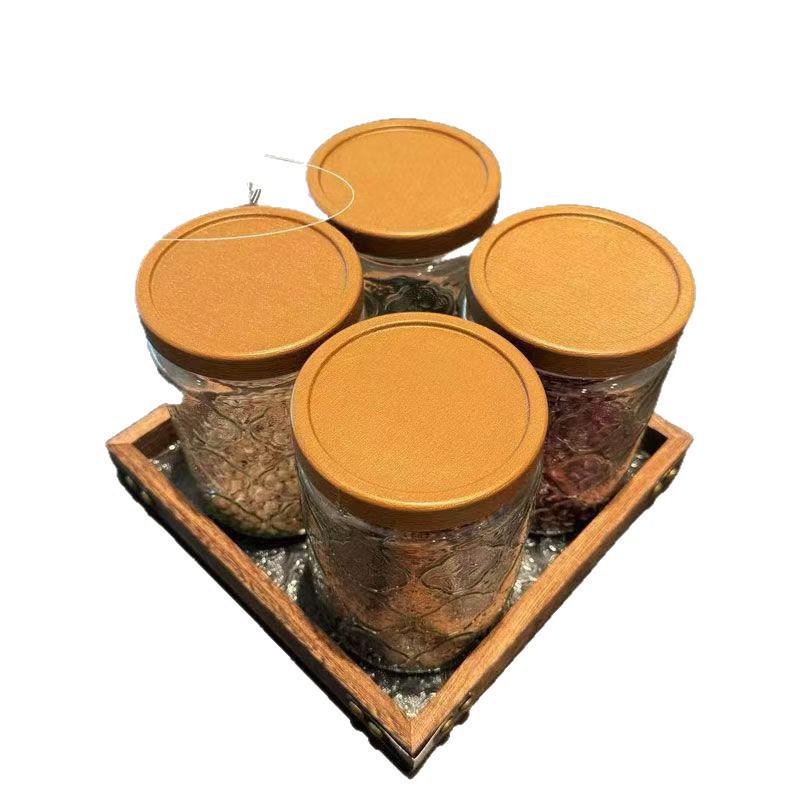 Tea Can Glass Storage Jar - Large Capacity, Sealed Nut/Snack Jar with Print